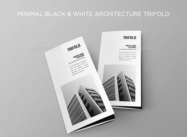 轻巧的的黑色和白色建筑三折页