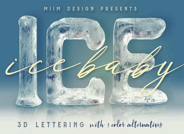 冰冷到无情的完美3D冰块质感字母文件[PNG]