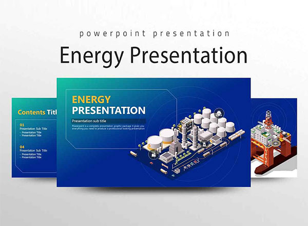 基于“能源发电厂”概念设计的PowerPoint演示文稿模板