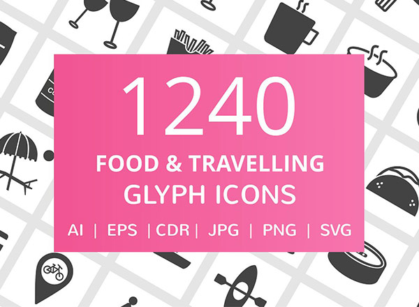 1240个食物＆旅行标志符号图标icon大集合