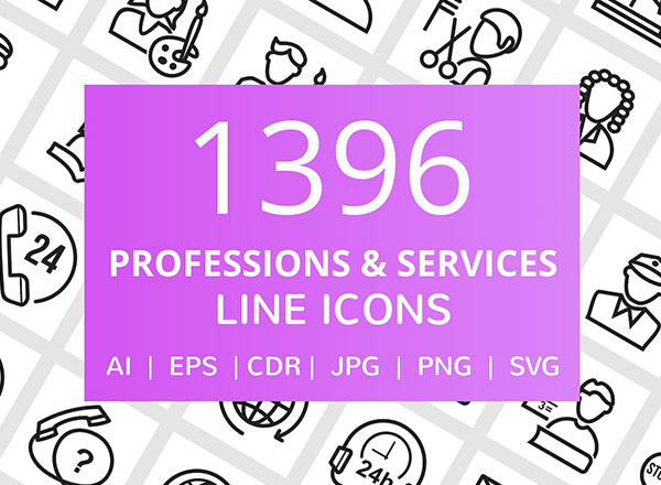 图标合集第10弹！1396个职业和服务相关图标icon[AI, CDR, EPS, JPG, PNG, SVG]