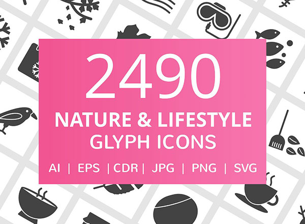 图标合集第七弹！2490枚自然与生活方式标志符号图标[AI, CDR, EPS, JPG, PNG, SVG]