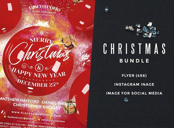 时尚圣诞派对party海报传单DM设计模板