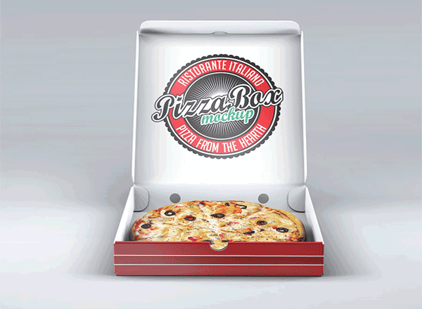 精致的食品包装披萨pizza盒子样机展示模型mockups