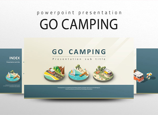 清新惬意旅游渡假夏令营风格的powerpoint幻灯片展示设计模板