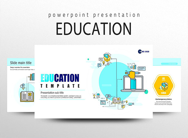包含大量教育图标的powerpoint幻灯片设计模板