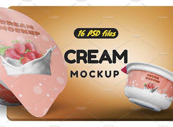 奶油冰激凌雪糕包装样机展示模型mockups