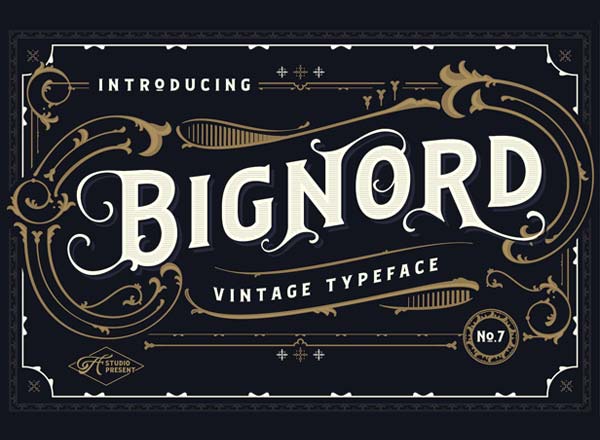 Bignord复古字体&高品质的矢量复古花纹纹理