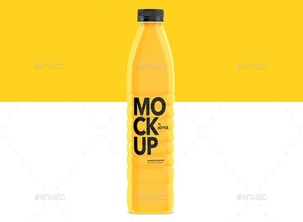 塑料透明的饮料瓶包装设计展示模型mockups下载