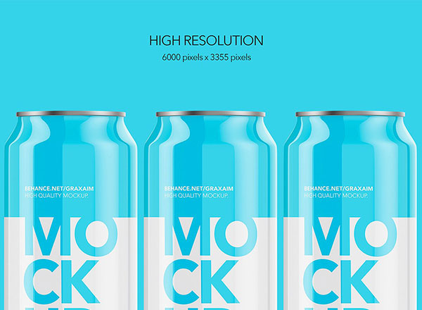 高品质的500ml光面铝罐可乐易拉罐样机展示模型mockups