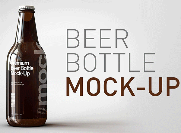 高端啤酒瓶子包装样机展示模型mockups