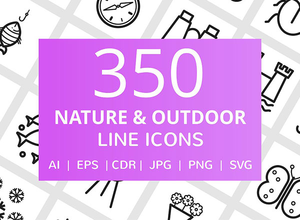350个自然天气植物动物农场与户外矢量图标icon大集合