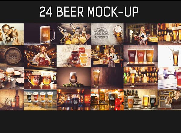 24款真实的啤酒杯展示模型Mockups下载1.52 GB[psd,jpg,png]