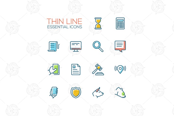Business, Finance, Law Symbols - line design icons