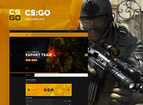 CS:GO电子竞技高品质网站设计模板（psd）