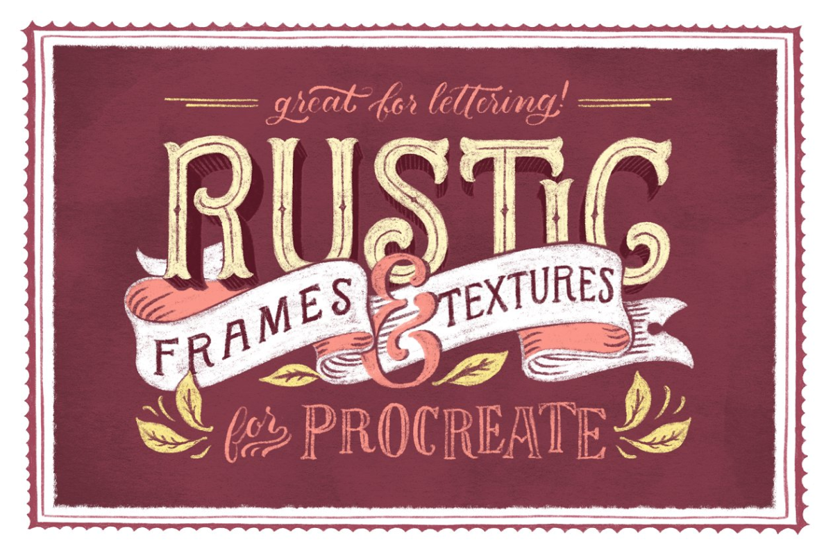 乡土风格经典质感纹理素材 Rustic Frames & Textures – Procreate
