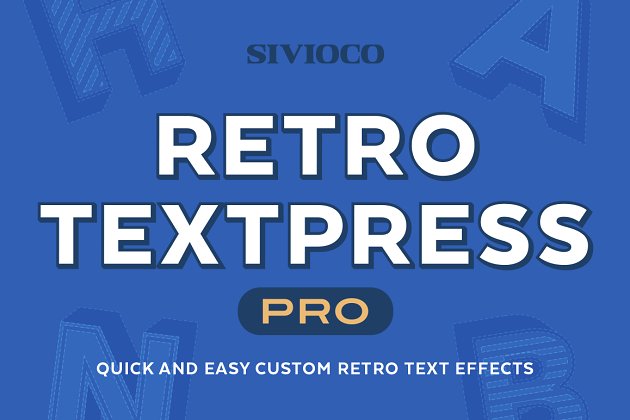 简单经典的文字特效Ai动作 Retro Textpress Pro – AI Actions