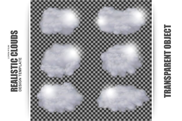 逼真透明云朵PNG素材 Realistic transparent clouds