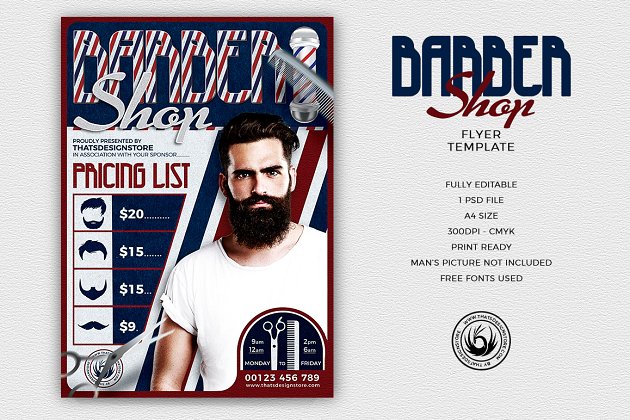 有创意的理发店传单海报模版 Barber Shop Flyer PSD
