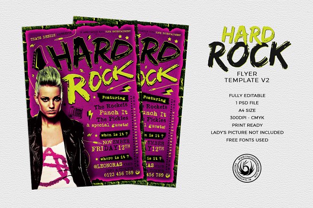 摇滚音乐海报模版 Hard Rock Flyer PSD V2
