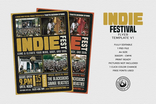 独立节日传单PSD V1 Indie Fest Flyer PSD V1