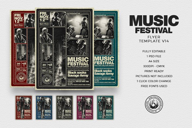 摇滚重金属英语海报模版 Music Festival Flyer PSD V14
