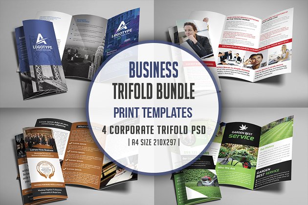 企业三折页画册模版 Corporate Trifold Brochure Bundle