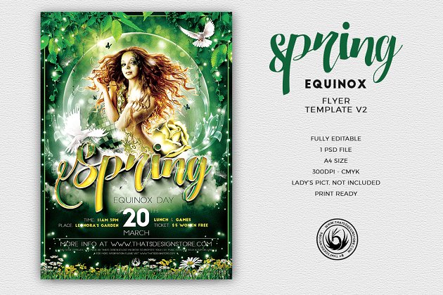 春季广告海报模版 Spring Equinox Flyer PSD V2