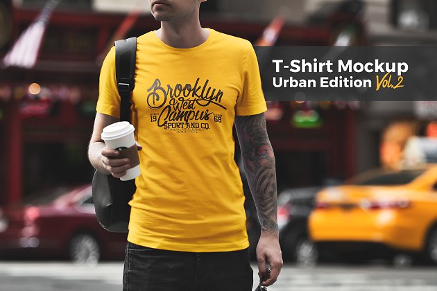 男士街景T恤纹样设计样机 T-Shirt Mockup / Urban Edition