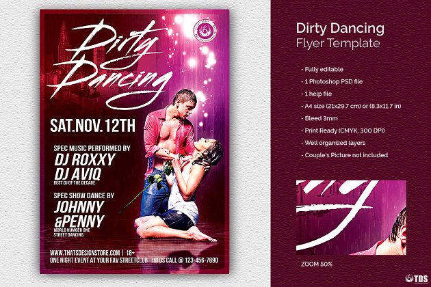 舞蹈宣传海报模板 Dirty Dancing Flyer PSD