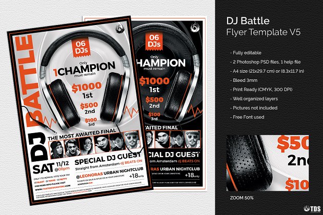 DJ对战音乐海报模版PSD DJ Battle Flyer PSD V5