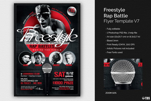 自由式说唱VS海波模板PSD Freestyle Rap Battle Flyer PSD V7