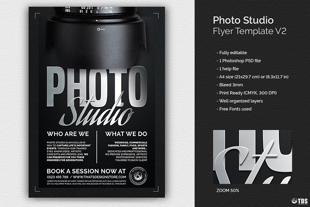 照片工作室海报模版PSD Photo Studio Flyer PSD V2