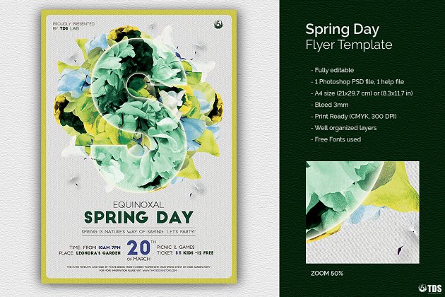 时尚春季宣传海报模板 Spring Day Flyer PSD
