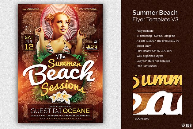 夏天海滩活动海报模板和传单 Summer Beach Flyer PSD V3
