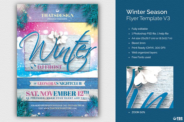 冬季海报模版 Winter Season Flyer PSD V3