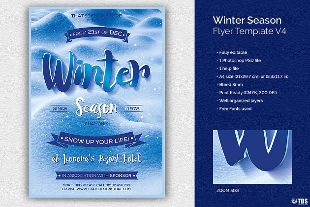 冬季主题海报模板 Winter Season Flyer PSD V4