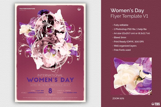 三八妇女节海报模版 Womens Day Flyer PSD V1
