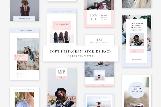 柔和的广告照片模板 Soft Instagram Stories Pack