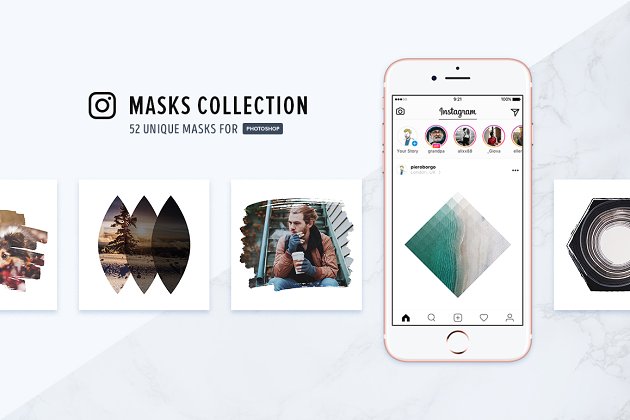 社交图片模板 Addict! — Instagram Masks Collection