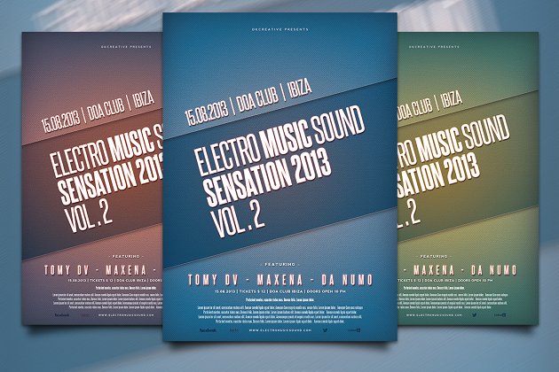 电子音乐海报设计模板 Electro Music Sensation Flyer