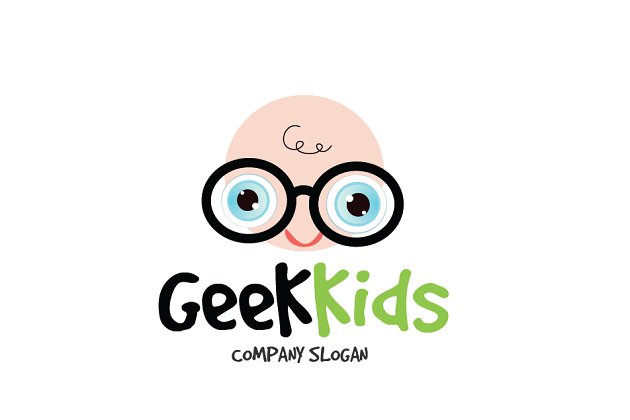 儿童卡通极客图形LOGO创意素材模板 Geek Kids