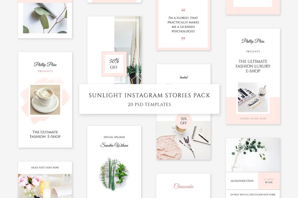 APP广告设计图片模板 Sunlight Instagram Stories Pack