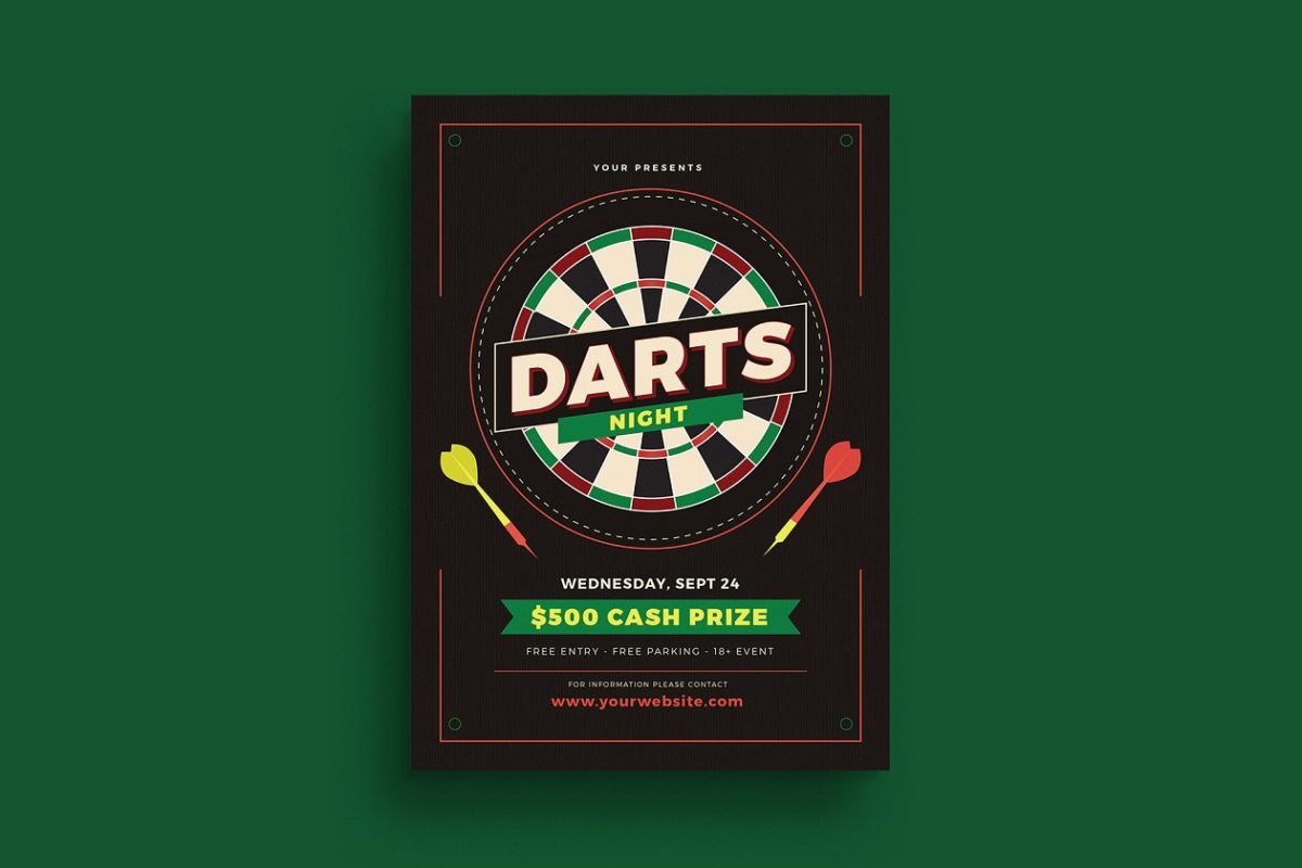 飞镖之夜活动传单设计 Darts Night Event Flyer