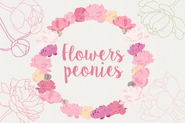花卉图形素材 Flower Peonies Pro