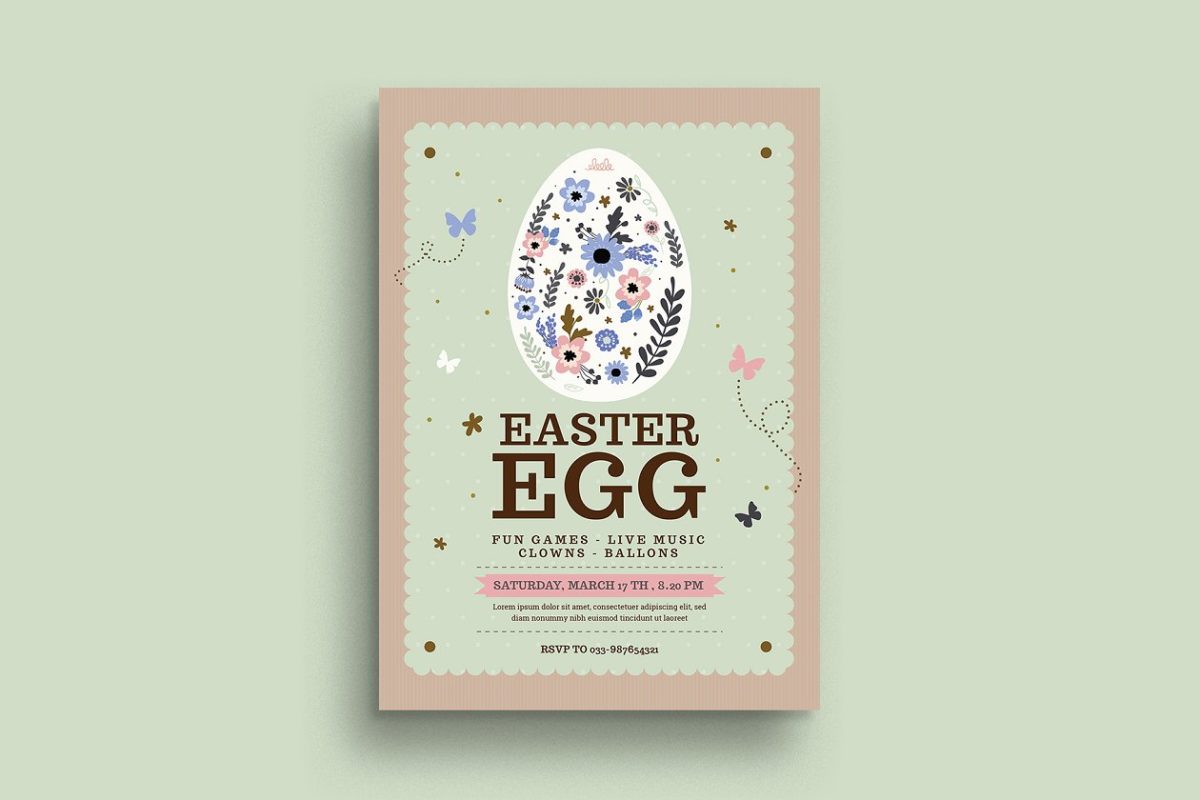 复活节彩蛋海报模板 Easter Egg Flyer
