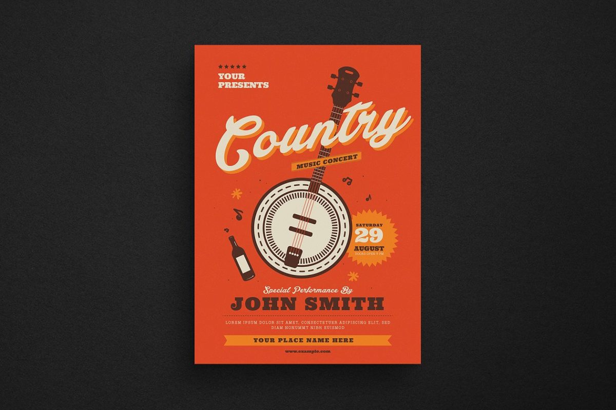 复古音乐海报制作 Country Music Flyer