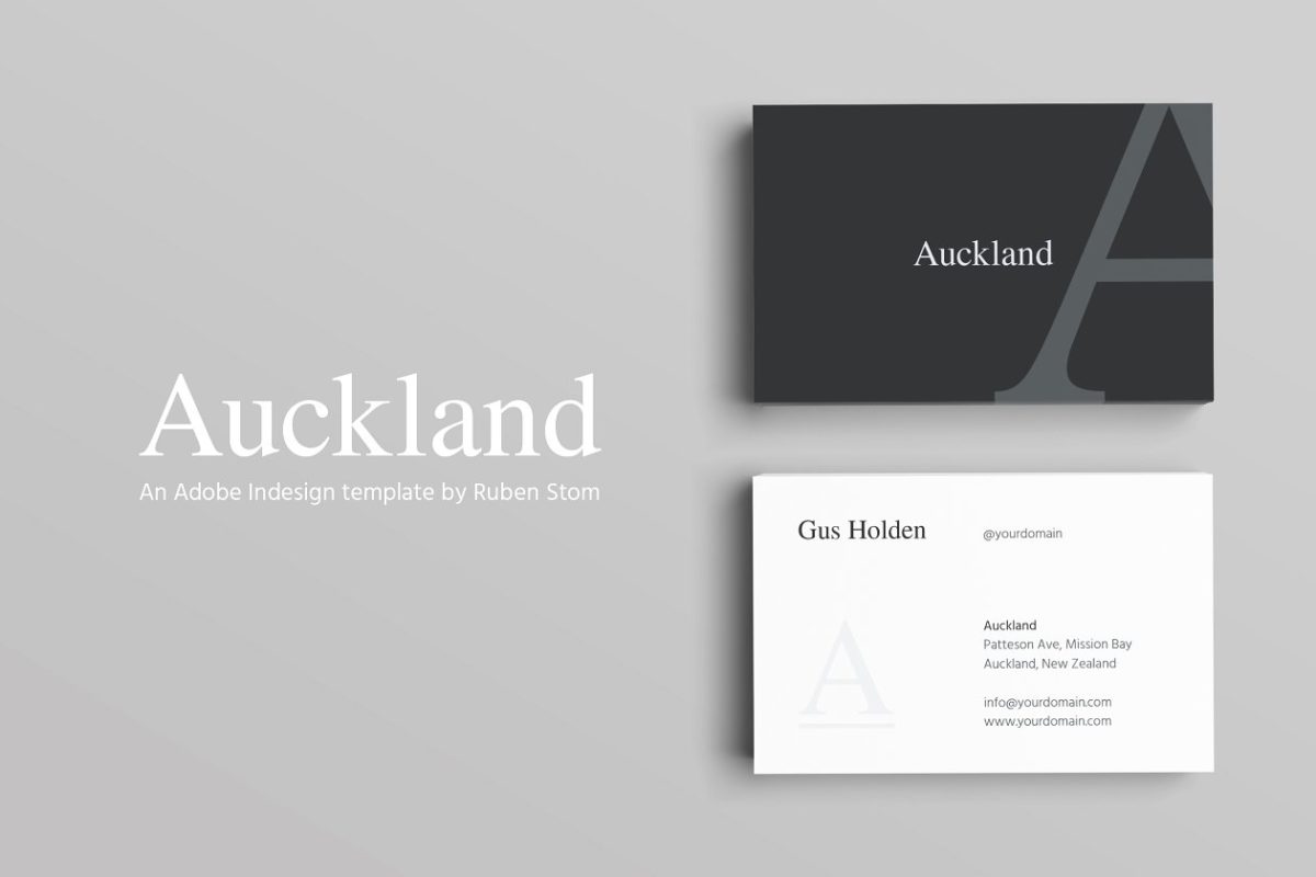 高端极简主义商业名片模板 Auckland Business Card Template