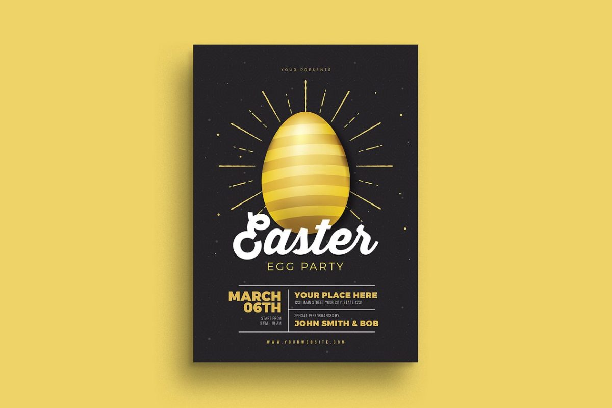 复活节黄金派对海报传单 Easter Gold Party Flyer