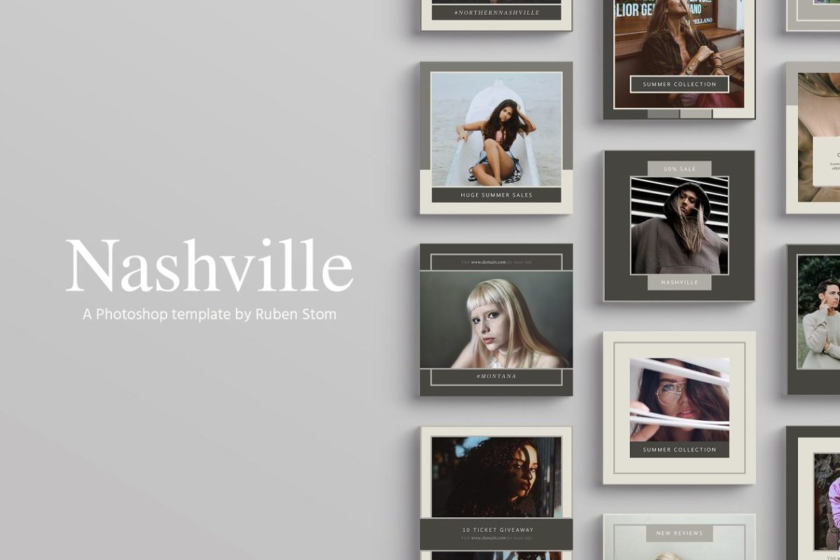 时尚模特设计广告模板 Nashville Social Media Templates